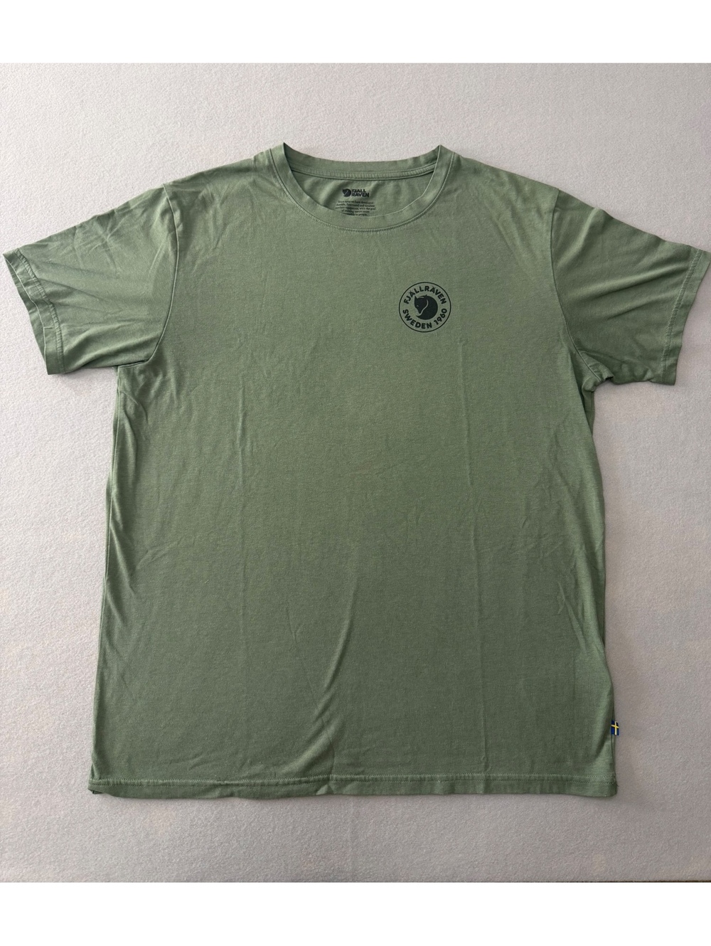238/760 Fjallraven Logo T Shirt Men’s XXL Green Sweden Outdoor